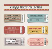 6款创意复古电影票设计矢量
