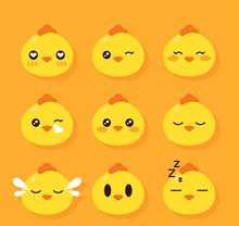 9款可爱小鸡表情头像矢量图片
