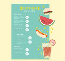 创意夏季儿童菜单矢量素材