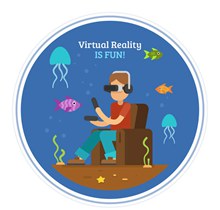 扁平化戴VR头显的男子图矢量图