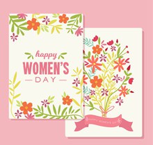 彩色花卉妇女节快乐贺卡矢量图下载