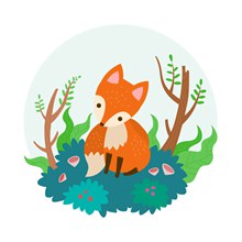 可爱森林狐狸设计矢量图片