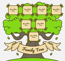 创意彩绘绿色家族树矢量素材