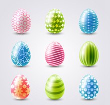 9款彩色立体花纹彩蛋矢量图片