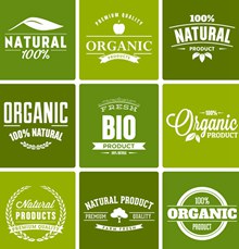 9款绿色天然有机产品标签图矢量图