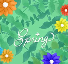 彩色春季花卉和枝叶矢量下载