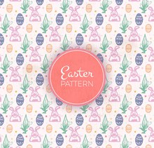 彩绘兔子和彩蛋无缝背景图矢量