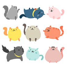 9款卡通彩色猫咪矢量图片