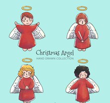 4款彩绘圣诞节天使矢量图下载