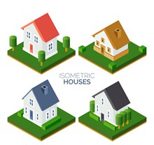 4款立体住宅设计矢量图下载