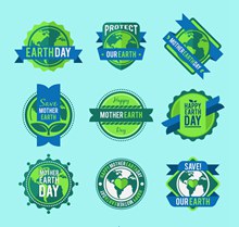 9款绿色世界地球日标签图矢量图