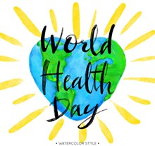 彩绘世界健康日心型地球图矢量下载
