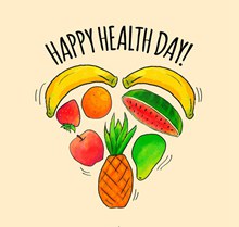 彩绘世界健康日水果爱心图矢量素材