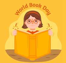 世界图书日读书的女孩矢量图