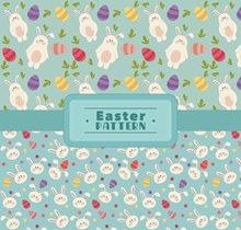 2款彩色兔子和彩蛋无缝背景图矢量图