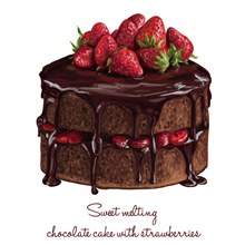 美味草莓巧克力蛋糕矢量