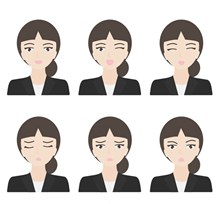 6款创意低马尾商务女子表情图矢量素材