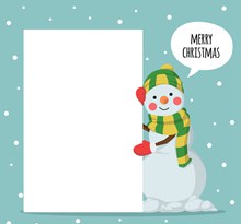 可爱圣诞雪人和空白纸张图矢量下载