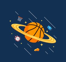 创意篮球星球设计矢量下载