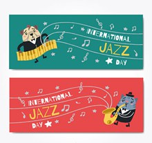 2款可爱动物国际爵士乐日banner图矢量下载