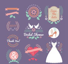 10款创意新娘送礼会标签图矢量素材