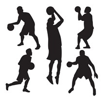 5款创意篮球男子剪影矢量图下载