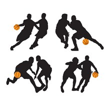 4组创意篮球运动人物剪影图矢量图下载