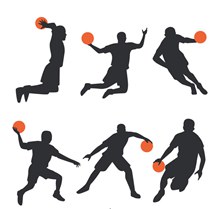 6款创意动感篮球男子剪影图矢量图