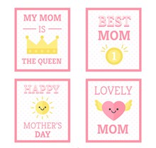 4款粉色扁平化母亲节卡片图矢量素材