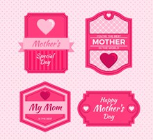 4款粉色母亲节快乐标签图矢量图片