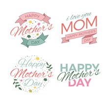 4款彩色母亲节快乐艺术字图矢量图