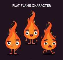 3款卡通可爱表情火焰矢量图片