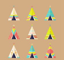 9款彩色印第安帐篷矢量图下载