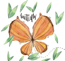 水彩绘橙色蝴蝶设计图矢量素材