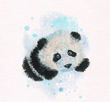 水彩绘可爱熊猫矢量图