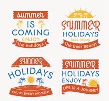 4款创意夏季假期艺术字矢量图