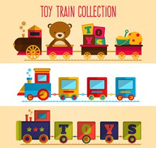 3款彩色玩具火车矢量
