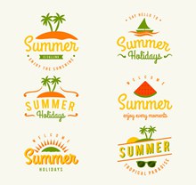 6款彩色夏季艺术字标签图矢量下载