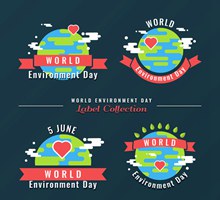4款扁平化世界环境日标签图矢量下载
