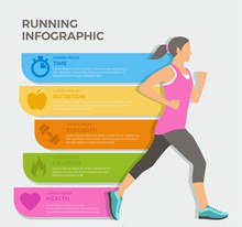创意跑步健身女子信息图矢量