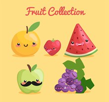 5款可爱表情水果设计图矢量素材