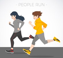 创意跑步的2个女子矢量图片