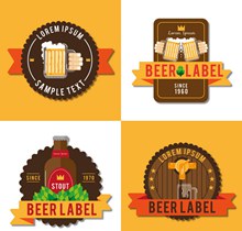 4款创意啤酒标签矢量素材