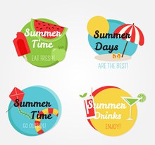 4款彩色夏季度假标签图矢量