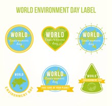 6款创意世界环境日标签图矢量图片