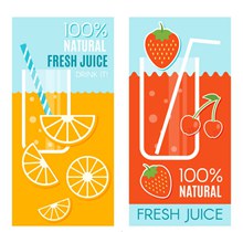 2款彩色橙汁和草莓汁banner图矢量图片