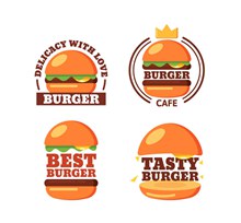 4款创意汉堡包店标志图矢量