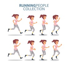 8款创意跑步女子矢量图片