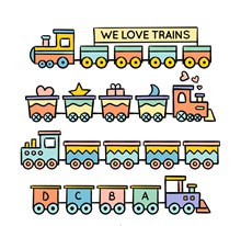 4款可爱玩具火车矢量素材