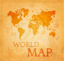 复古世界地图设计矢量图